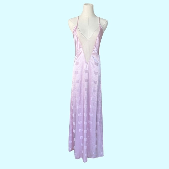 True Vintage Tender Moments Baby Pink Geometric Maxi Slip Size Large - Picture 1 of 4